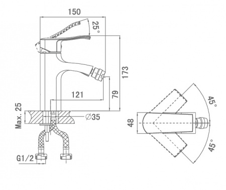 Смеситель для биде D&K Nurnberg Bayern DA1142201 фото