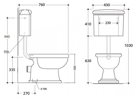Унитаз со средним бачком TWBR22bi Tiffany World Bristol TWBR02bi золото фото