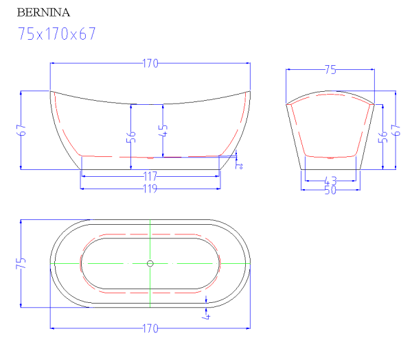 Акриловая ванна Cerutti SPA Bernina CT9209 170x75 фото
