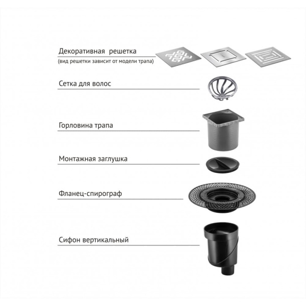 Душевой трап Berges Platz Antik 150х150 вертикальный слив, хром фото