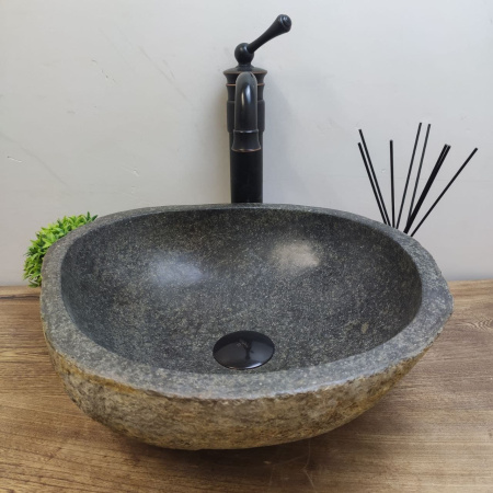 Накладная раковина из речного камня RS01157 (40*38*15) E13 фото