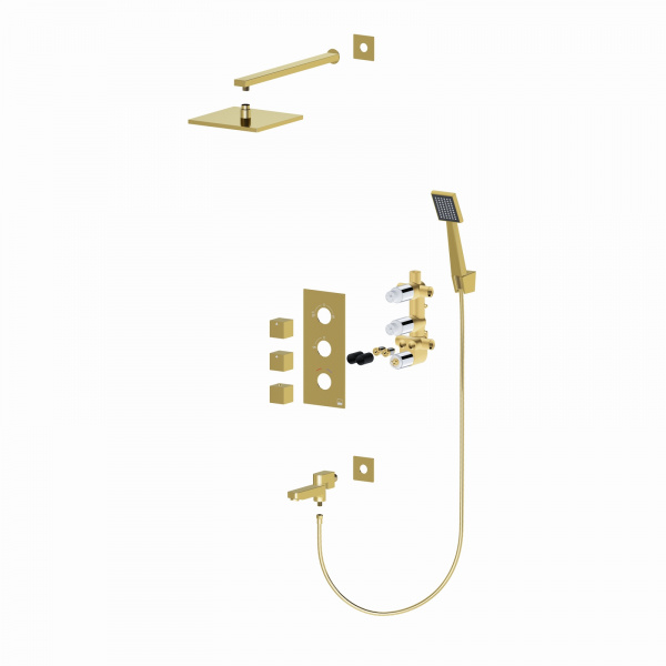 Душевая система скрытого монтажа Timo Tetra-Thermo SX-0199/17SM матовое золото фото