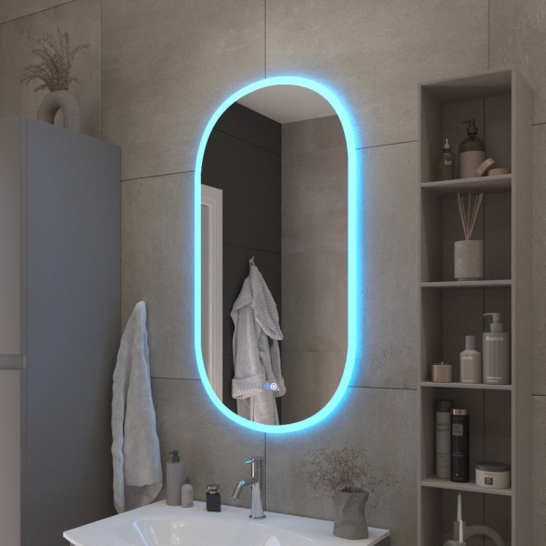 Зеркало с контурной разноцветной подсветкой RGB и сенсорным выключателем Cezares Ellise CZR-SPC-ELS-550-1050-RGB-TCH 55x105 фото