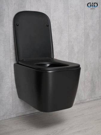 Подвесной унитаз безободковый GID Tr2140Bm 62255Y черный матовый, с сиденьем фото