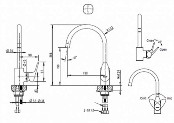 Смеситель для кухонной мойки Bravat Drop F74898C-1A фото