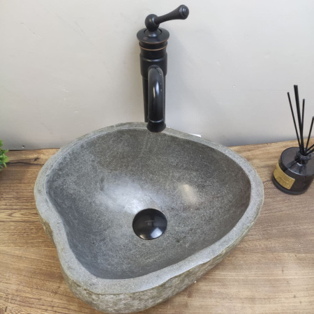 Накладная раковина из речного камня RS01146 (39*34*15) фото