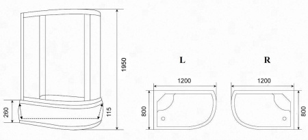 Душевой уголок Parly ZEM1201B-R 120x80 черный фото