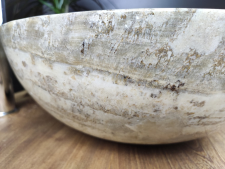 Накладная раковина из оникса Indo Bowl Grey Dott BO-00268 фото