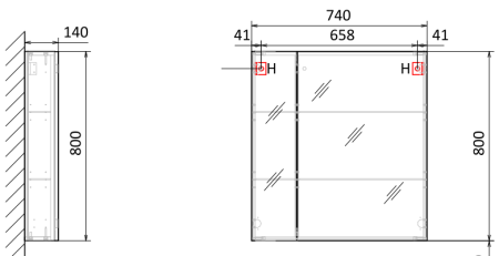 Зеркальный шкаф Raval Statik 75 Sta.03.75/W 74x85 фото