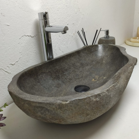 Накладная раковина из речного камня RS01314 (70*39*16) фото