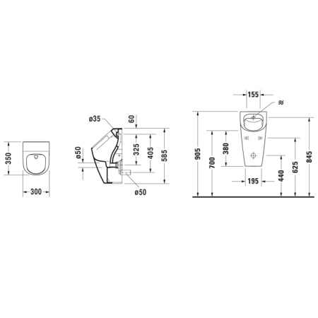 Писсуар безободковый Duravit ME by Starck 2809300000 фото