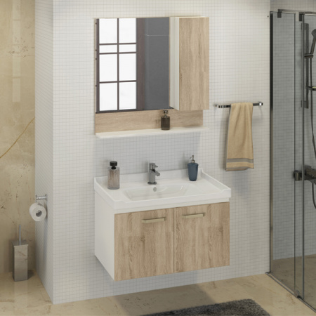 Зеркало-шкаф Comforty Рига-80 дуб сонома фото