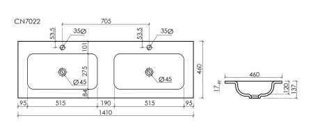 Двойная раковина Ceramica Nova Grace CN7022MB 141x45 черная матовая фото