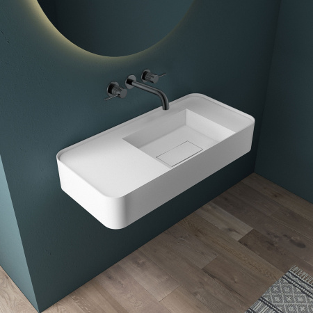 Настенный смеситель для раковины Vincea Groove VBFW-4G1GM вороненая сталь фото