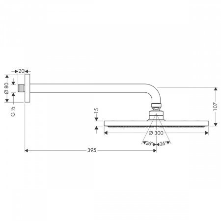 Верхний тропический душ Hansgrohe Raindance S 300 1jet 27493000 фото
