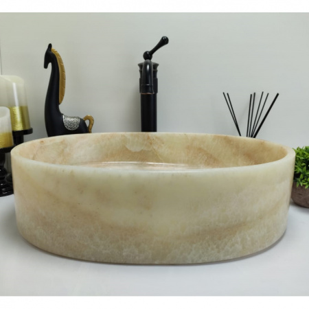 Накладная раковина из оникса Indo Oval Yellow OY-00353/2 фото