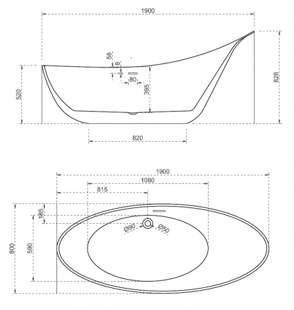 Ванна акриловая Abber AB9234 190x80 фото