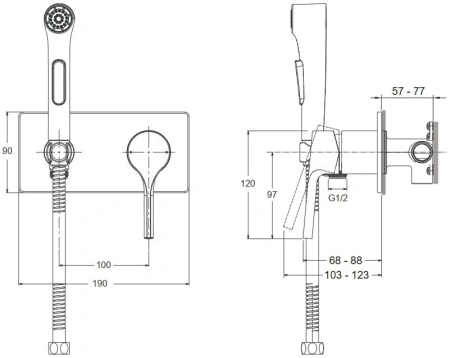 Гигиенический душ со смесителем Jacob Delafon Elate E25838-CP фото