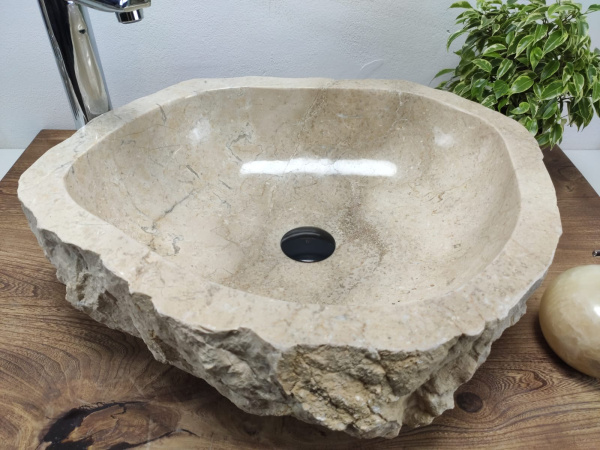 Накладная раковина из мрамора Erozy Cream EM-01083 (54*46*15) фото