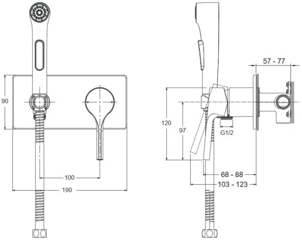 Гигиенический душ со смесителем Jacob Delafon Elate E25838-CP фото