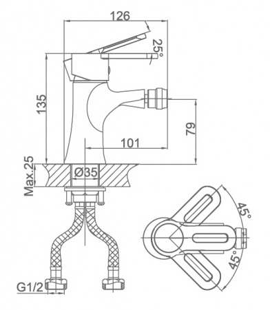 Смеситель для биде D&K Paulinus Rhein DA1352201 фото