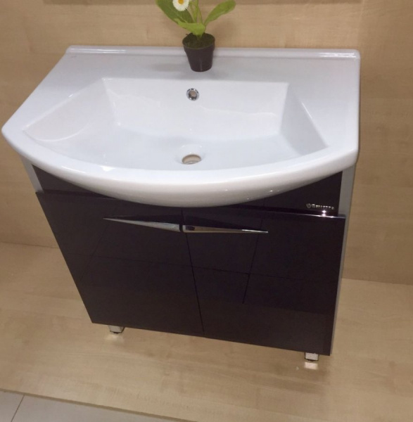 Тумба под раковину Bellezza Глория Гласс-65 черная фото