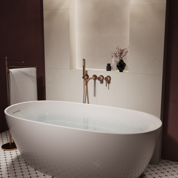 Смеситель для ванны с душем Vincea Villa VTFW-1VL1BC брашированная медь фото