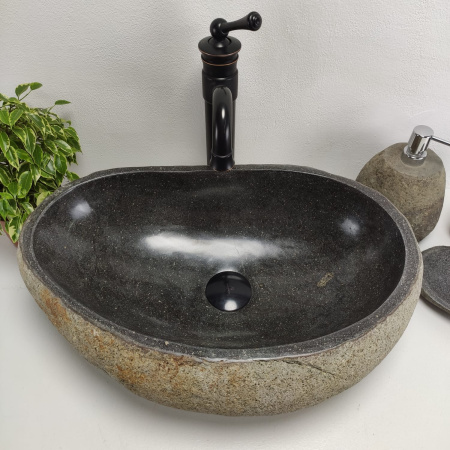 Накладная раковина из речного камня RS0930 (52*36*17) фото