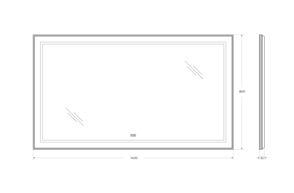 Зеркало с подсветкой, сенсорным выключателем и подогревом BelBagno SPC-KRAFT-1400-800-LED-TCH-WARM-NERO 140x80 черное фото