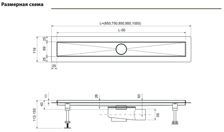 Душевой лоток Timo Drain System 80 DS230108/03 с перфорированной решеткой lines, черный матовый фото