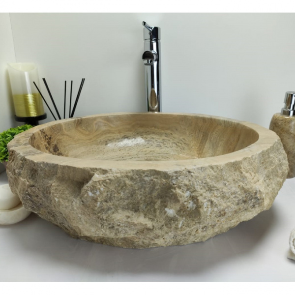 Накладная раковина из оникса Indo Erozy brown EO-00434 фото