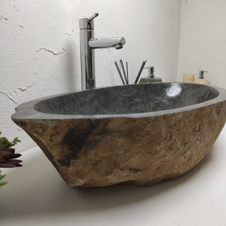 Накладная раковина из речного камня RS01315 (74*38*16) фото