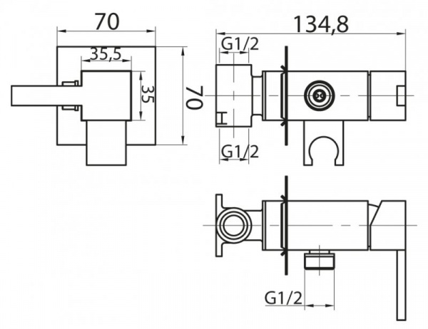 Смеситель для душа и гигенического душа Cezares CZR-DA2-01 фото