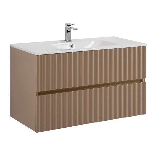 Тумба под раковину Art&Max Elegant AM-ELEGANT-1000-2C-SO-CM-LED капучино матовый / с подсветкой фото