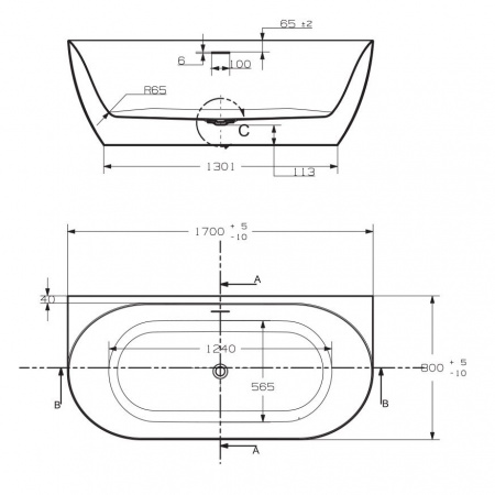 Ванна акриловая Art&Max Ovale AM-OVA-1700-800 170х80 фото