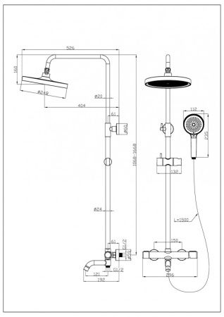 Душевая система Esbano CELINE (DS-GM) оружейная сталь фото