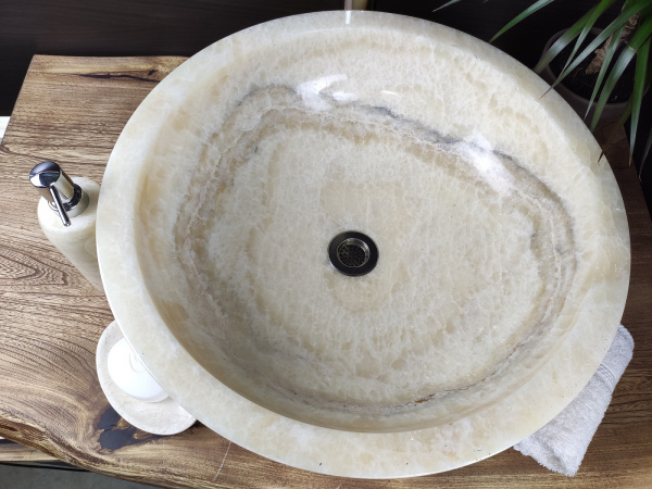 Накладная раковина из оникса Indo Bowl Yellow Big BO-00008 фото