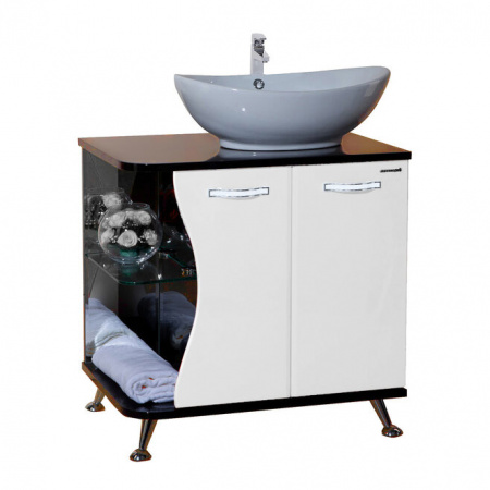 Тумба под раковину Bellezza Рио-70 белая/черная фото