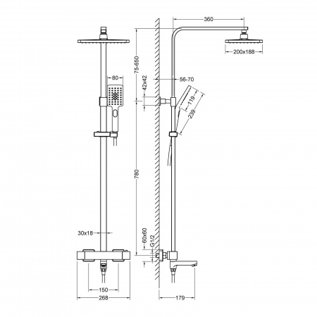 Душевая система (стойка) Timo Tetra-Thermo SX-0169/03 фото