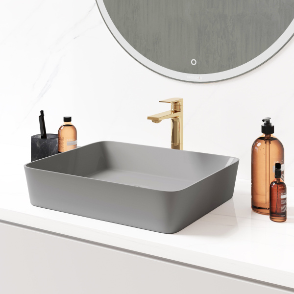 Накладная раковина Grossman Color GR-3016GM 48x37 серая матовая фото