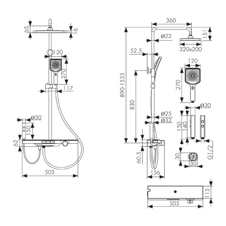 Душевая система с термостатом и гигиеническим душем Kaiser Sano 08777 хром фото