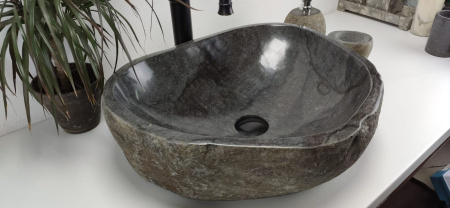 Накладная раковина из речного камня RS0847 (50*41*15) фото