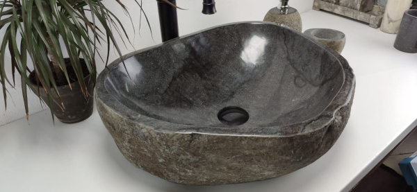 Накладная раковина из речного камня RS0847 (50*41*15) фото