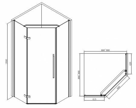 Душевой уголок Abber Ewiges Wasser AG05090B 90x90 фото