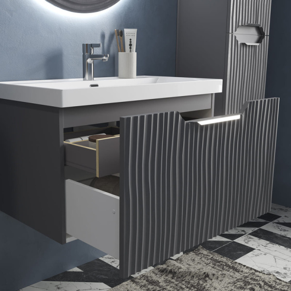 Тумба под раковину EQUIL Mirage 80 tpMIRAGE80.1Y-07 графит софт фото