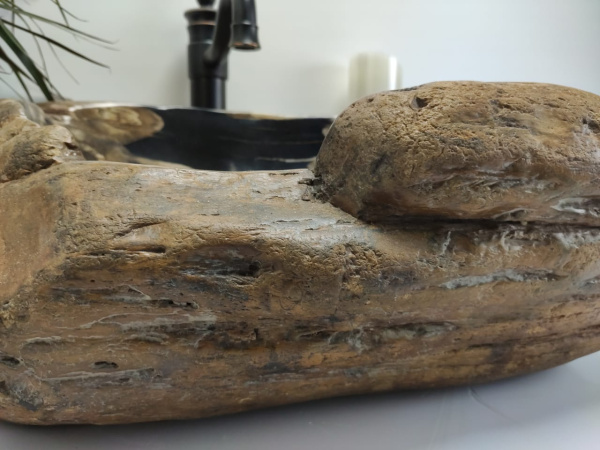 Накладная раковина из окаменелого дерева FS-0418 (48*40*19см) фото