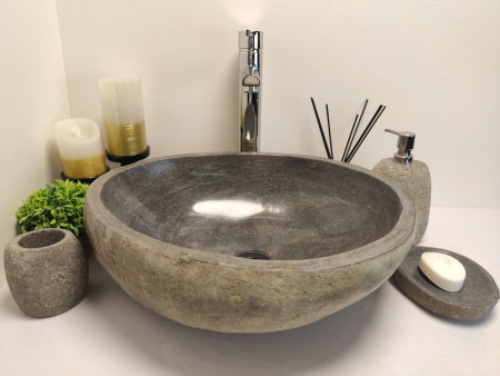 Накладная раковина из речного камня RSM0608 (48*41*15) фото