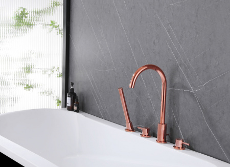 Смеситель на борт ванны Abber Wasser Kreis AF8113RG розовое золото фото