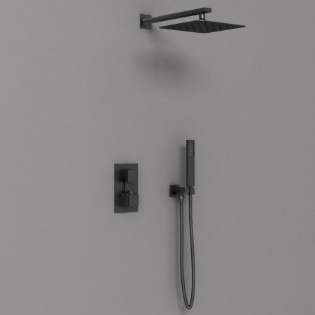 Душевая система скрытого монтажа с термостатом Vincea VSFW-102TMB черная матовая фото
