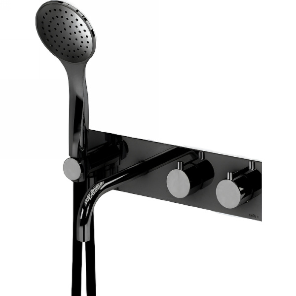 Смеситель для ванны с душем с термостатом Cezares Czr CZR-B-VDM2-T-NOP черный матовый фото